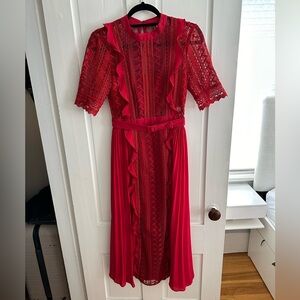 Self-Portrait Geometric Lace Midi Dress
